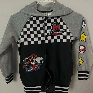 Nintendo Mario Kart Boys Jacket Size 7 Checkerboard Racing Hoodie